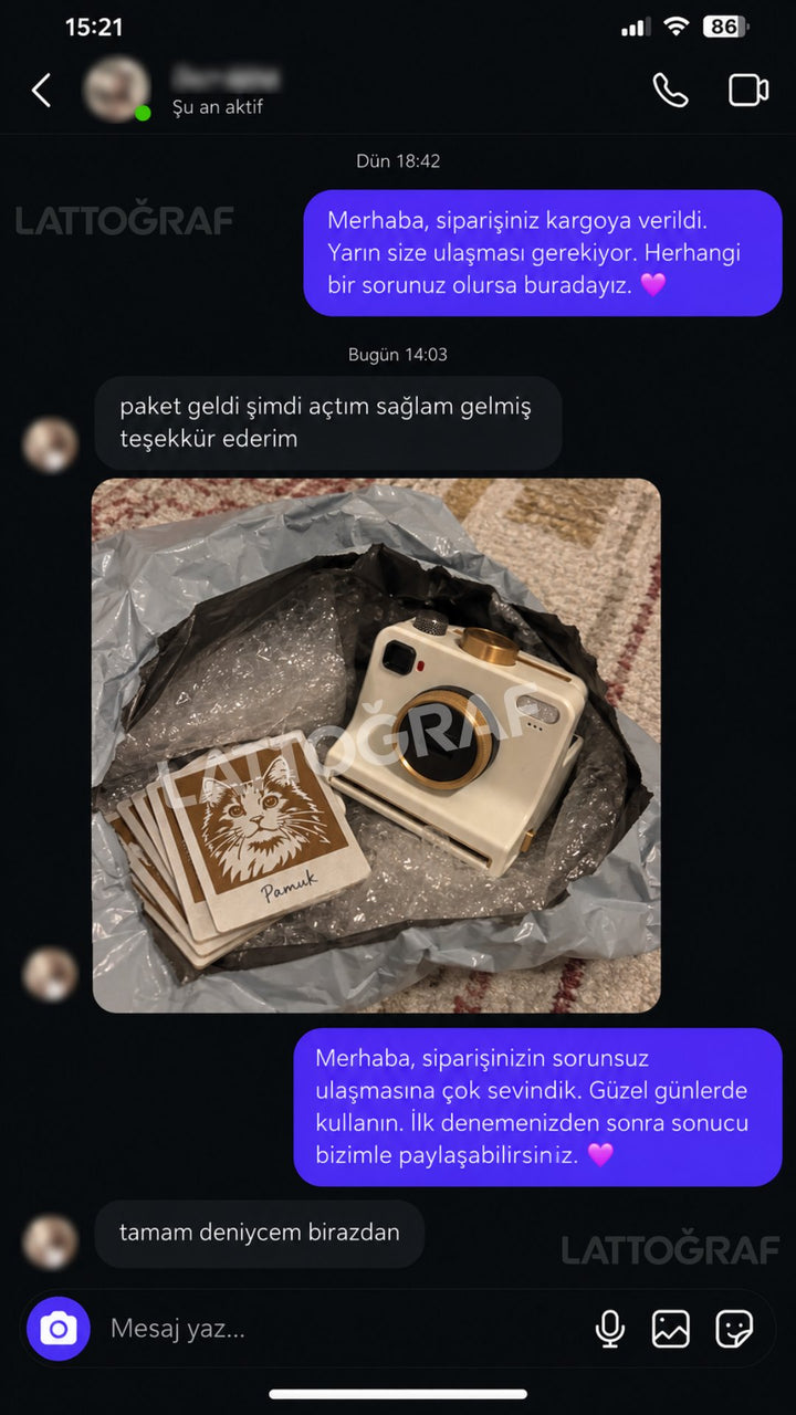 Lattoğraf müşteri mesajı