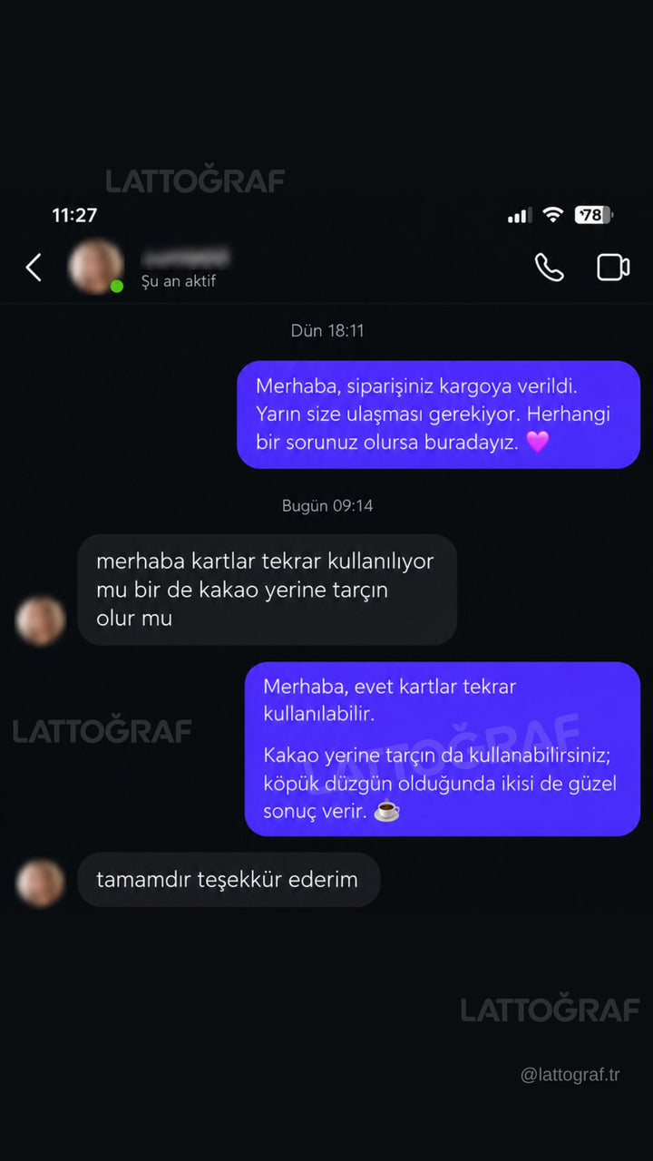 Lattoğraf müşteri mesajı