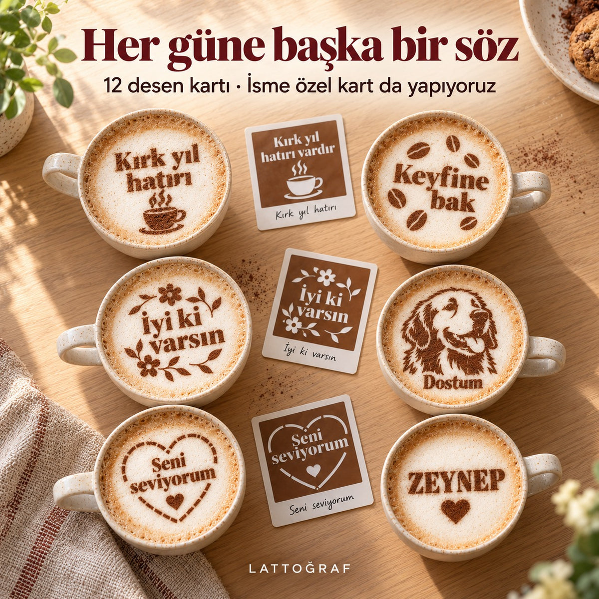 galeri-b · Her güne başka bir söz: 12 desen kartı ve isme özel kart